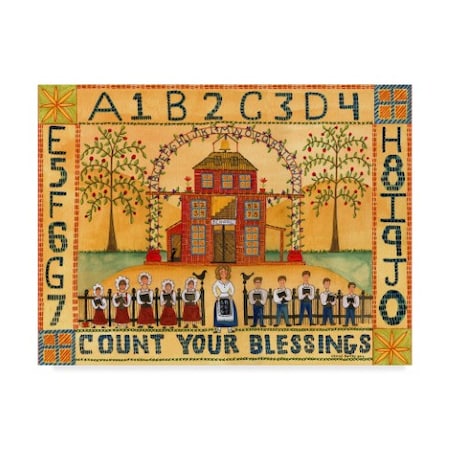 Cheryl Bartley 'Count Your Blessings School Sampler' Canvas Art,18x24